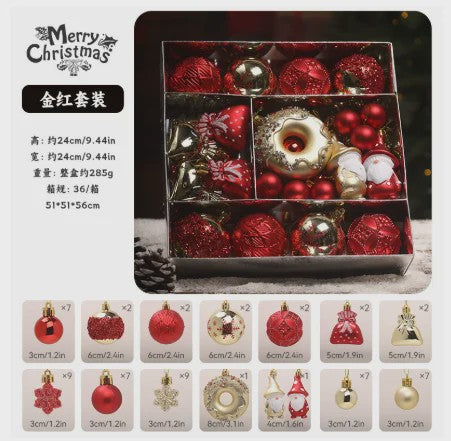 Luxe Kerstballen Set (60 Stuks) met Donut, Gnome & Sneeuwvlok Ornamenten - Goudkleurig