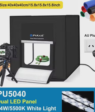 PULUZ 40CM Fotografie Lightbox - Dimbare Dual LED Studio Tent met 6 Kleuren Achtergronden
