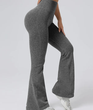 Hoge Taille Stretch Pantalon met Wijde Pijpen voor Dames - Slim Fit, Ideaal voor Workout & Casual Gebruik