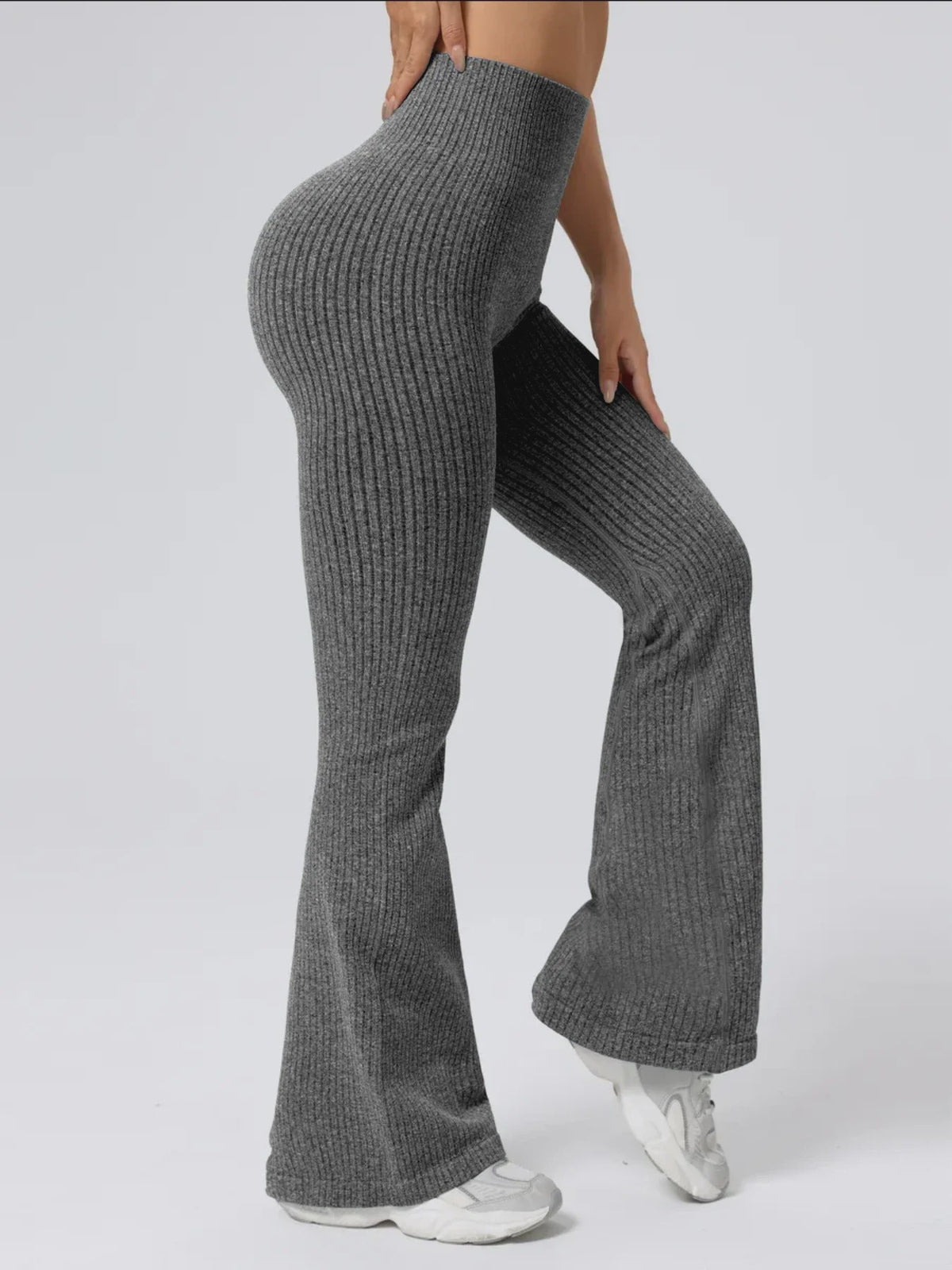 Hoge Taille Stretch Pantalon met Wijde Pijpen voor Dames - Slim Fit, Ideaal voor Workout & Casual Gebruik