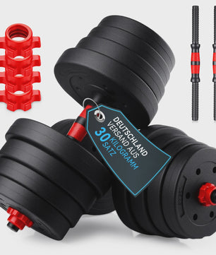 30KG Verstelbare Dumbbell & Barbell Set - Complete Home Gym Krachttraining Kit