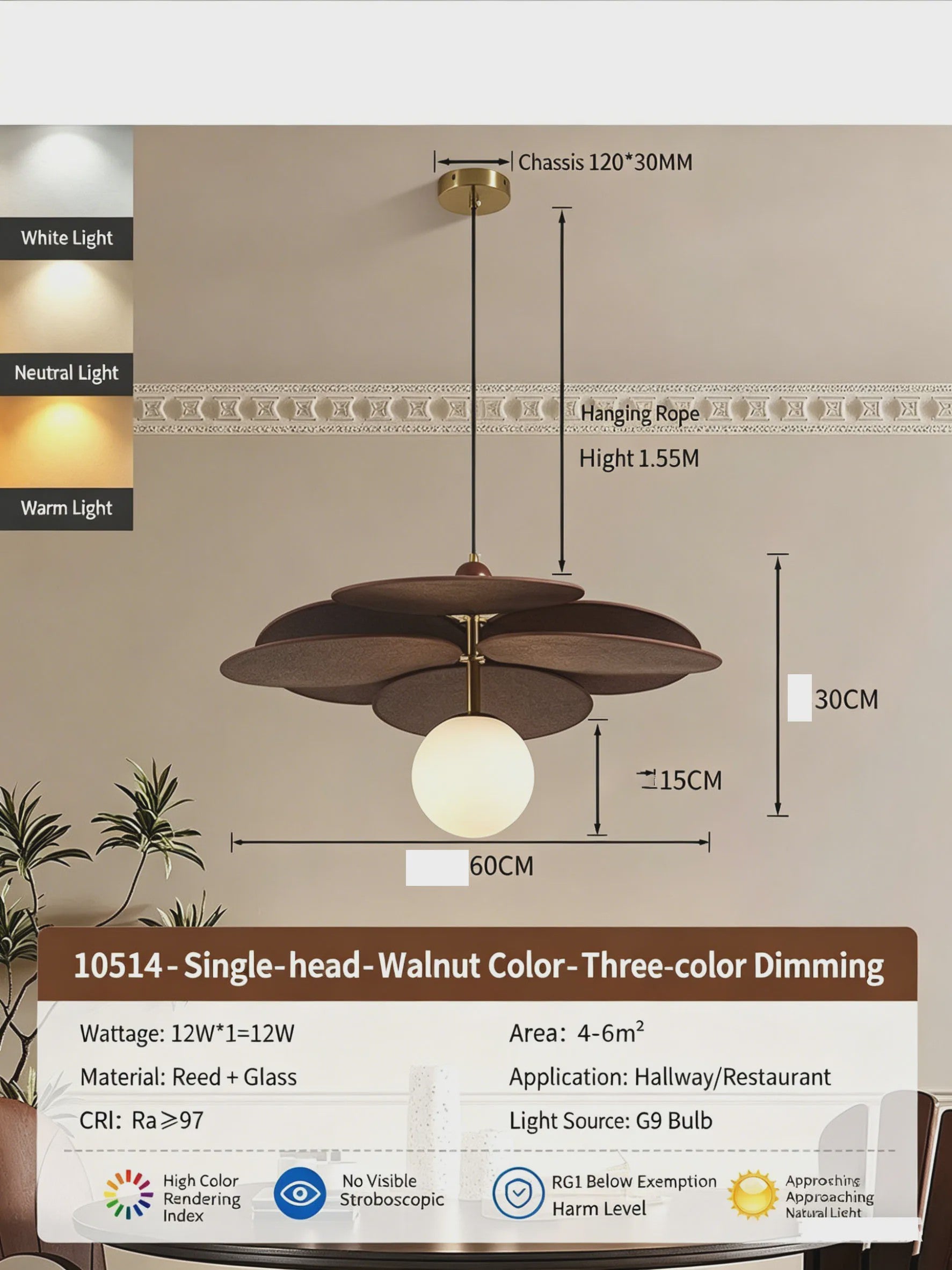 Vintage Rotan Hanglamp met Geweven Kap - Retro Stijl voor Woonkamer, Restaurant of Hotel