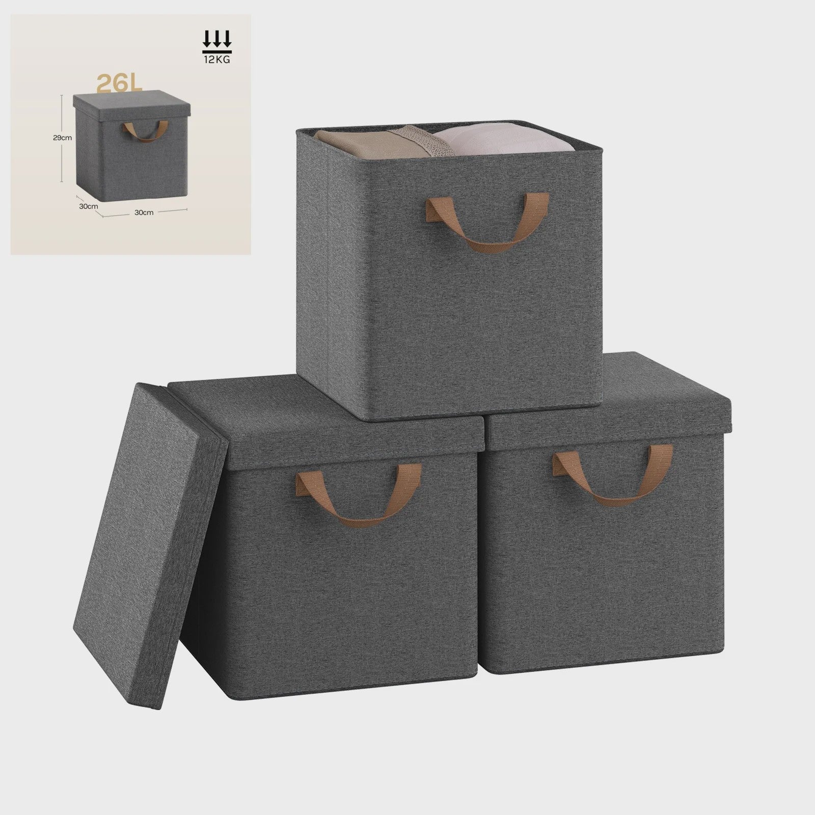 Opvouwbare Opbergbox met Deksel - Set van 3 of 5 - Stoffen Organizer voor Kleding en Speelgoed