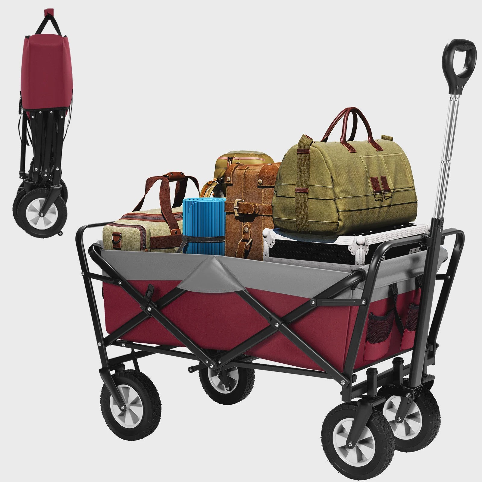 EUGAD Opvouwbare Camping Trolley Wagon - Robuuste Oxford Stof, 80kg Capaciteit, Ideaal voor Strand, Tuin & Outdoor