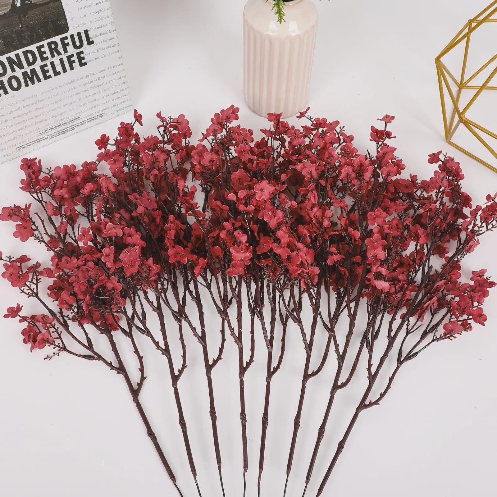 Kunstbloemen Gipskruid (3/5 stuks) - Sfeervolle Decoratie voor Huis, Bruiloft & Feest