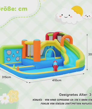 Opblaasbaar Speelkasteel 5-in-1 met Glijbaan, Waterbad en Voetbalnet voor Kinderen
