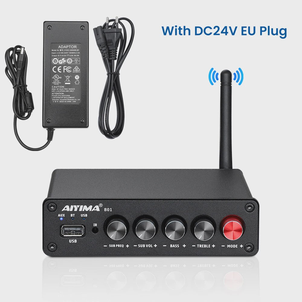 AIYIMA B01 2.1 Bluetooth Versterker TPA3116D2 - 100W HiFi Digitale Klasse D Audioversterker met Bass & Treble