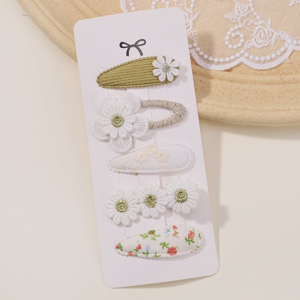 Set van 5 Schattige Baby Haarclipjes voor Meisjes met Bloemen en Leuke Designs