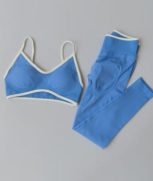 Naadloze 2-delige Sport Set: Leggings met Hoge Taille & Strappy Sport BH voor Fitness en Gym