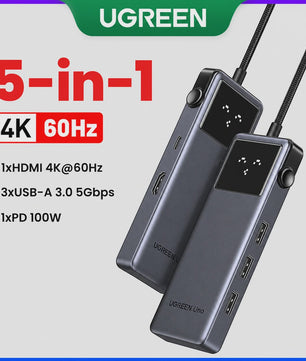 UGREEN Uno 6-in-1 USB-C Hub: 4K60Hz, 100W PD, 10Gbps Data Transfer & Docking Station