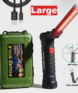 360° Draaibare LED Werklamp met 5 Modi, USB Oplaadbaar, Magneetvoet & Haak
