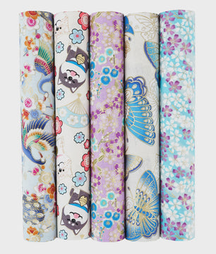 5x Japanse Katoen Stofjes Bundel - 25x25cm of 50x50cm - Patchwork & Quilt