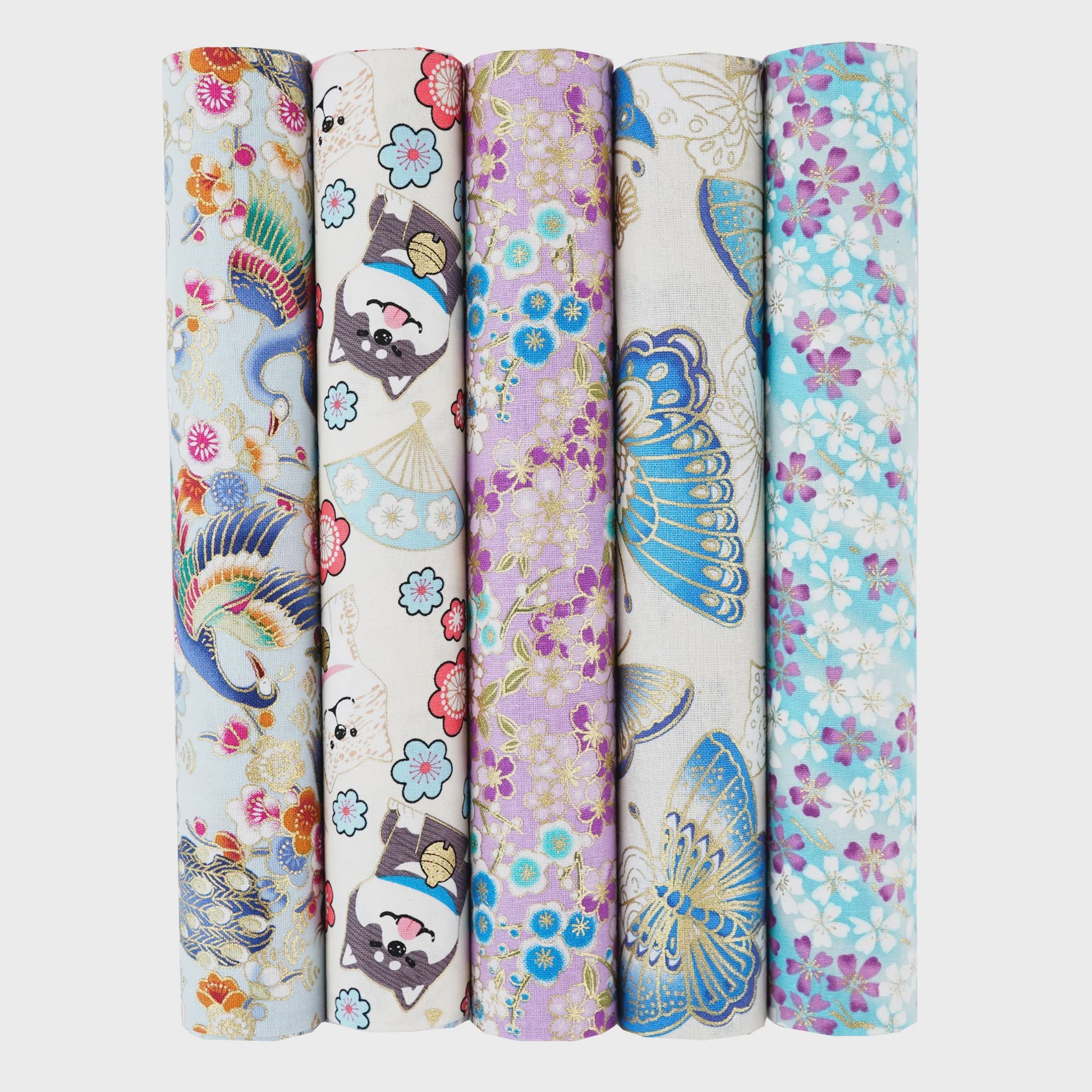5x Japanse Katoen Stofjes Bundel - 25x25cm of 50x50cm - Patchwork & Quilt