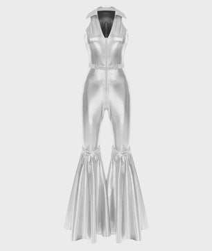 Dames Jumpsuit Jaren '70 Disco Stijl met Pailletten en Flare Pijpen