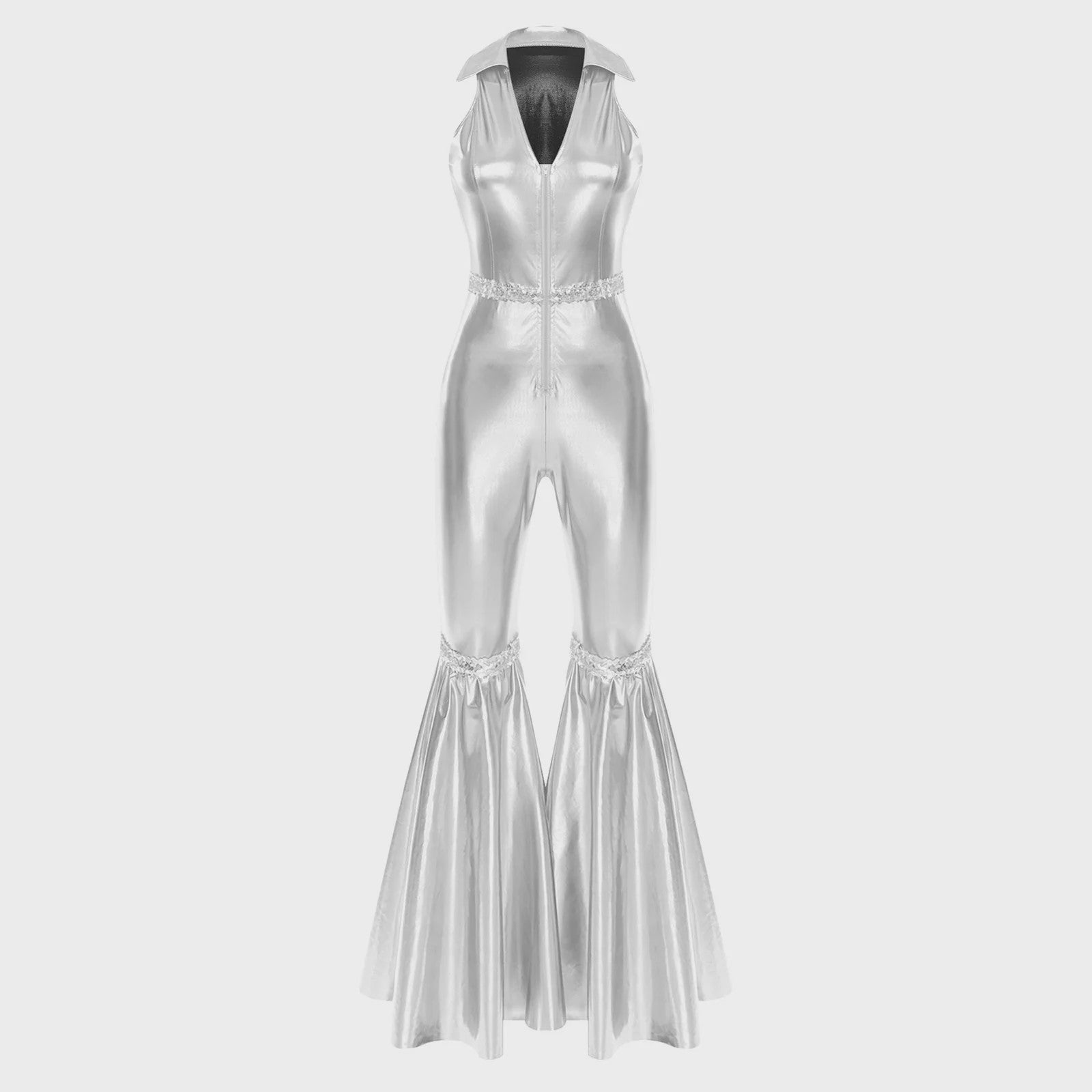Dames Jumpsuit Jaren '70 Disco Stijl met Pailletten en Flare Pijpen