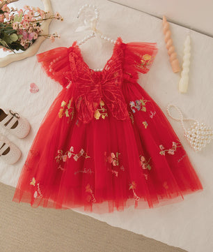 Zomerse Prinsessenjurk Meisjes met Kant en Bloemenprint - Perfect voor Feestjes en Bruiloften