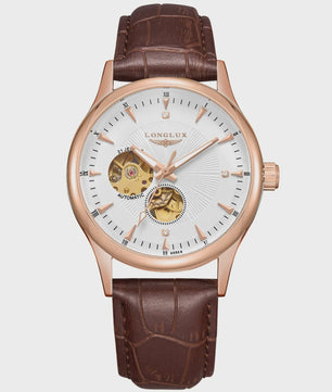 LONGLUX Heren Automatisch Skeleton Horloge - Elegant, Waterdicht & Romeinse Cijfers