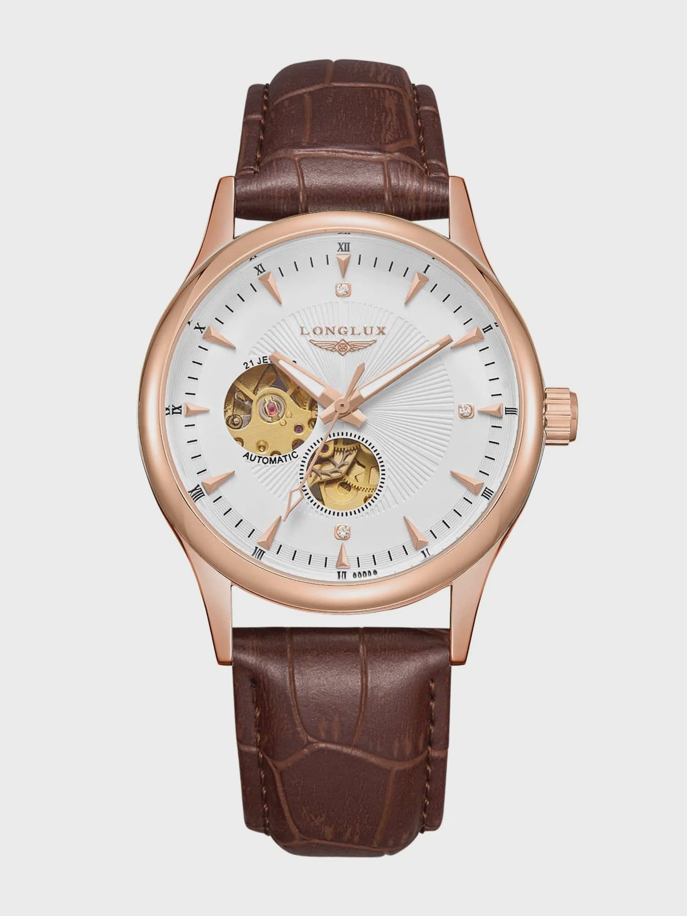 LONGLUX Heren Automatisch Skeleton Horloge - Elegant, Waterdicht & Romeinse Cijfers