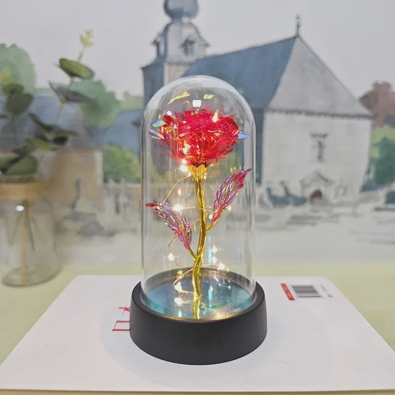 Eeuwige Roos met LED Licht - Magische Folie Bloem voor Valentijn, Kerst & Decoratie