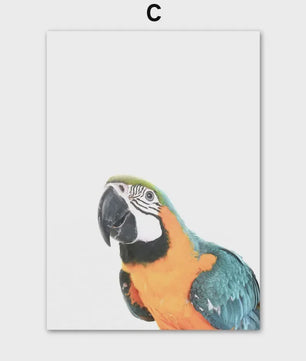Schattige Safari Dieren Canvas Poster voor Kinderkamer - Olifant, Leeuw, Nijlpaard, Struisvogel, Varken