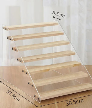 Houten Display Rek met Acryl Plateaus - 2 tot 7 Lagen voor Actiefiguren & Verzamelingen