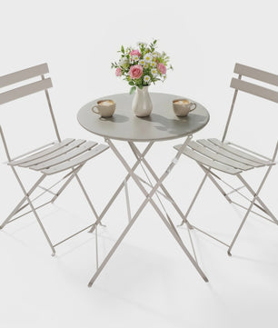 Inklapbare Bistro Set 3-delig Staal - Tuin, Balkon & Terras Meubilair