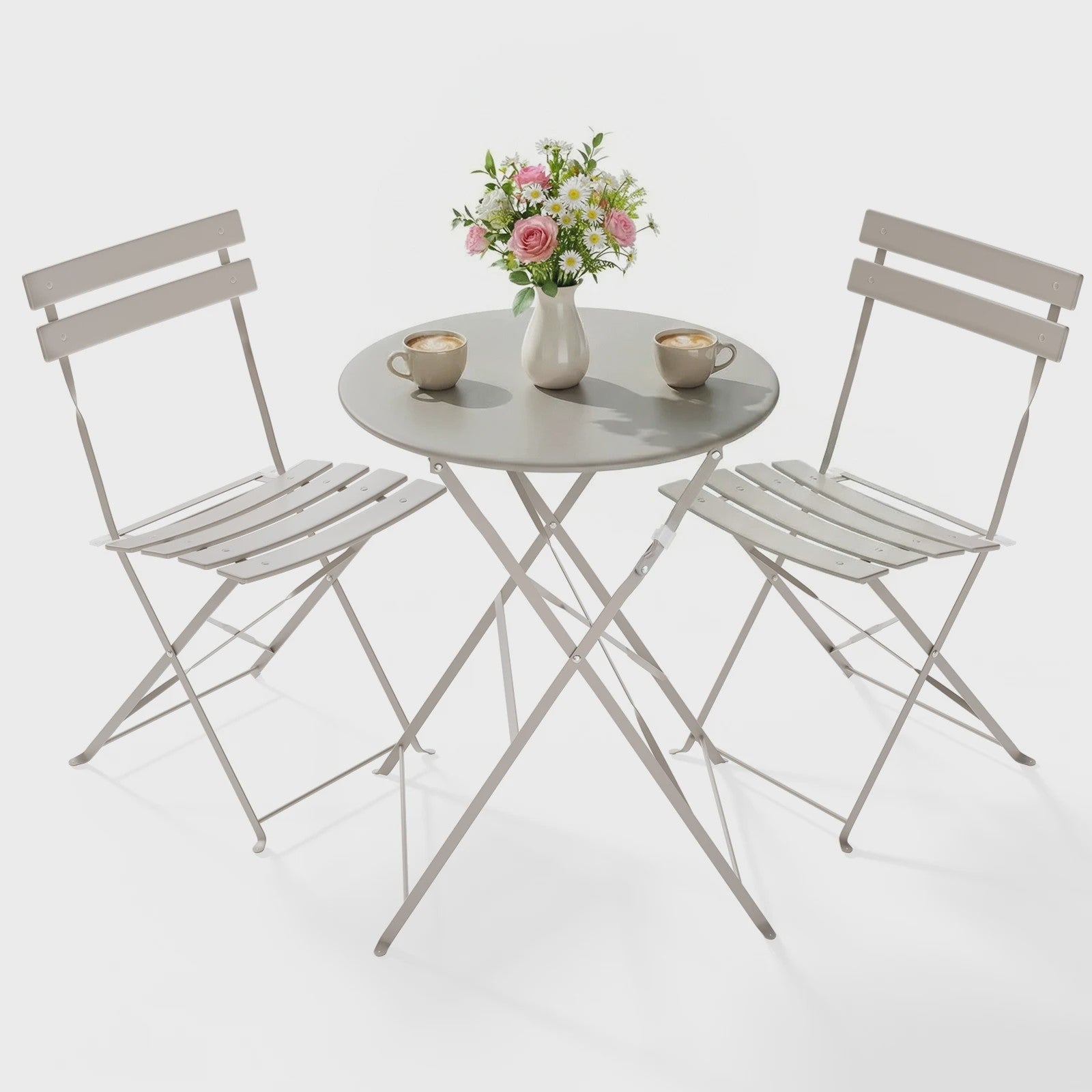 Inklapbare Bistro Set 3-delig Staal - Tuin, Balkon & Terras Meubilair