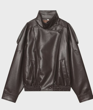 Chique Dames Faux Leren Jas - Veelzijdige Lange Mouwen Jas voor Herfst & Winter
