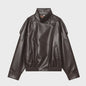 Chique Dames Faux Leren Jas - Veelzijdige Lange Mouwen Jas voor Herfst & Winter