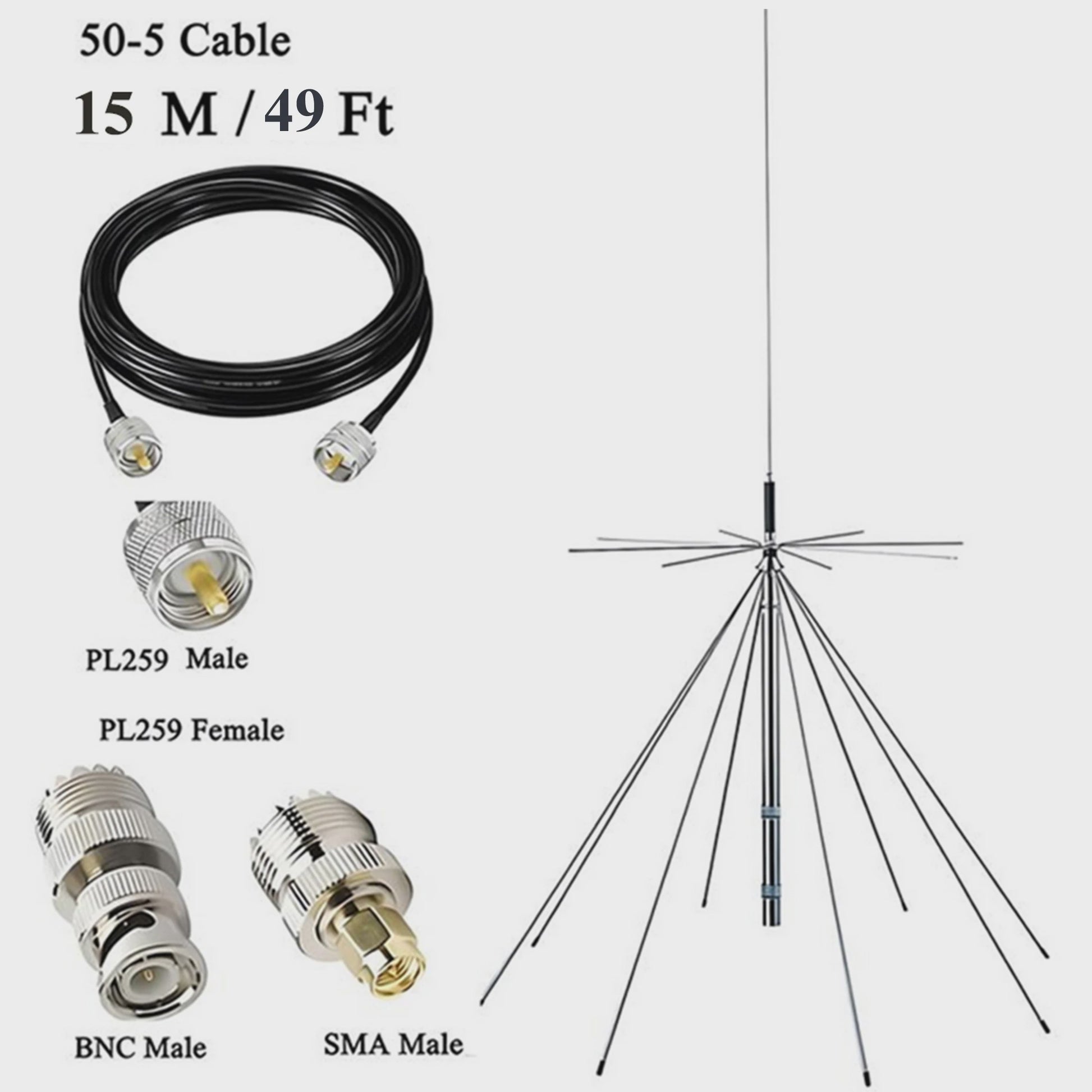 Ultra-Wideband Discone Antenne 25MHz-1300MHz met PL259 Connector