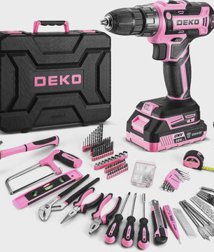 DEKO Complete Gereedschapskist met 20V Accuboormachine, 186 Delen - Professionele DIY Set