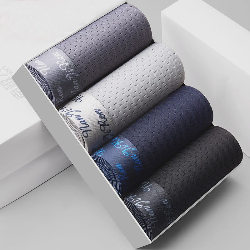 4-Pack Heren Boxershorts van Ice Silk - Ademend, Comfortabel en Plus Size Ondergoed