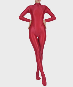 Dames Full Body Jumpsuit met Voetjes - Lange Mouwen, Strakke Sport Bodysuit voor Yoga & Gym