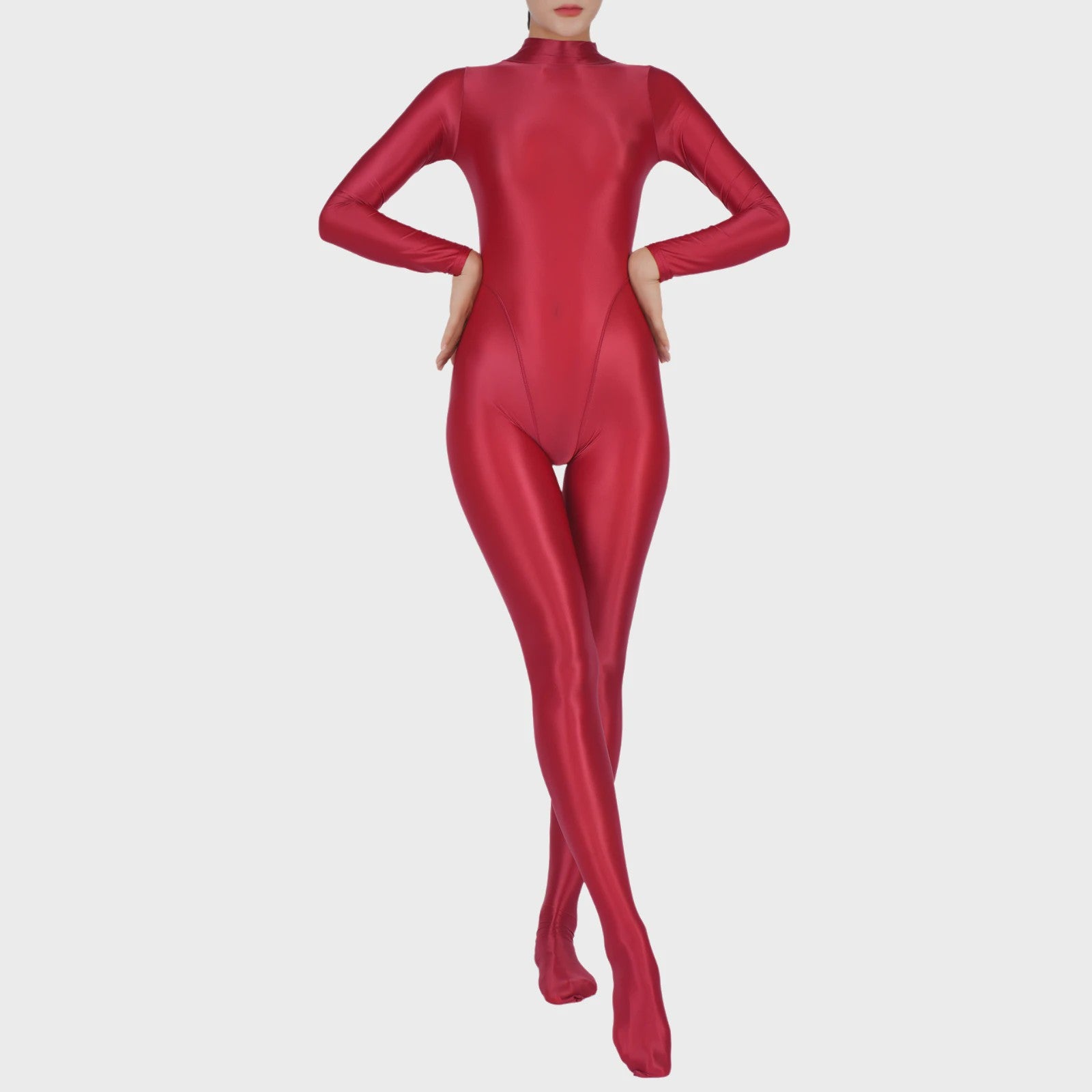 Dames Full Body Jumpsuit met Voetjes - Lange Mouwen, Strakke Sport Bodysuit voor Yoga & Gym