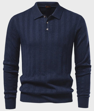 Herentrui Polo Longsleeve Gebreid Faux Cashmere - Casual & Zakelijk