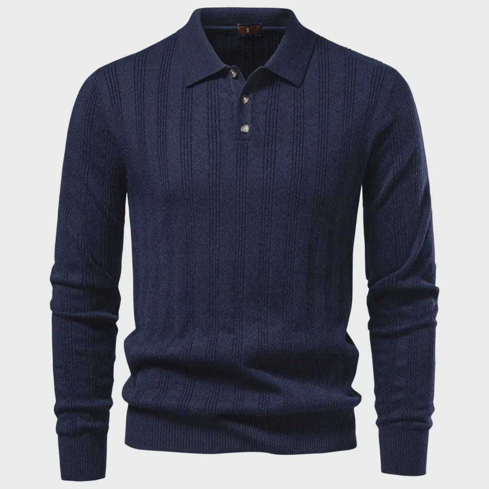 Herentrui Polo Longsleeve Gebreid Faux Cashmere - Casual & Zakelijk