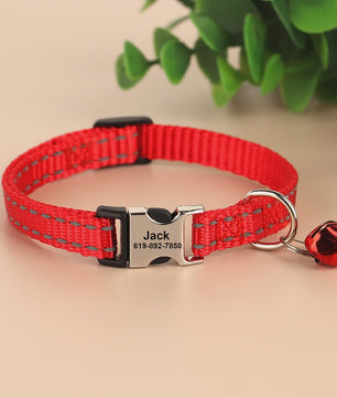 Gepersonaliseerde Kattenhalsband met Gravure, Bel & Reflecterend - Veilig & Stijlvol