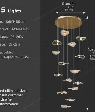 Luxe Glazen Trappenhuis Hanglamp - Moderne Lange Plafondlamp met Meerdere Pendels