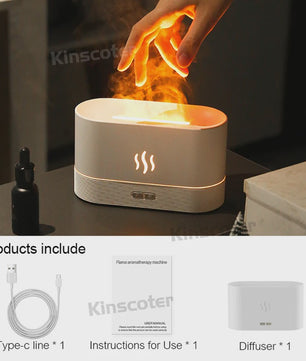 Vlam Effect Aroma Diffuser & Luchtbevochtiger met 7 Kleuren LED - USB