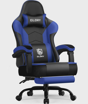 Ergonomische Gaming Stoel met Verstelbare Rugleuning, Lendensteun en Voetensteun - Max 150kg