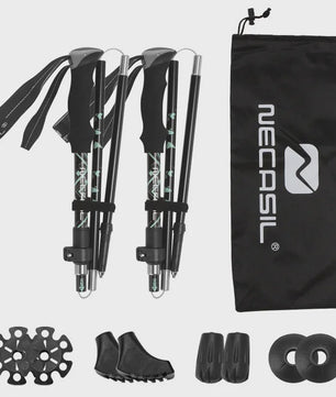 Set van 2 Ultralichte Opvouwbare Trekkingstokken - Telescopisch, Verstelbaar voor Wandelen, Outdoor & Camping