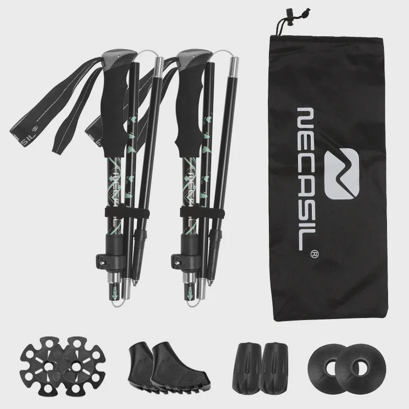 Set van 2 Ultralichte Opvouwbare Trekkingstokken - Telescopisch, Verstelbaar voor Wandelen, Outdoor & Camping