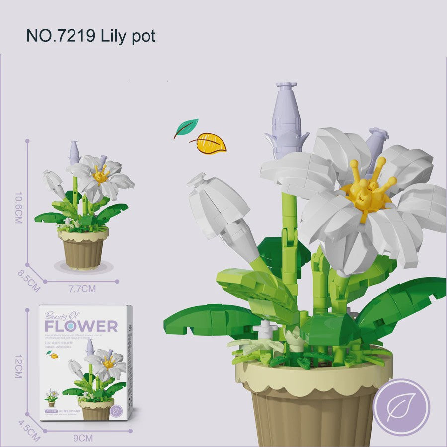 Bouwstenen Bloemen in Pot - Creatieve Mini Bloemenboeketten Bouwpakketten