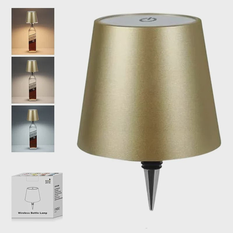 Draadloze Fles Tafellamp met USB, Touch Control & 3 Kleuren - Sfeervolle Verlichting