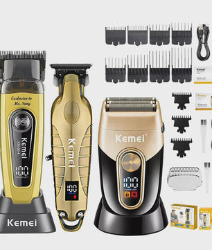 Professionele Oplaadbare Tondeuse en Baardtrimmer - Goudkleurig - Kemei KM-90-4