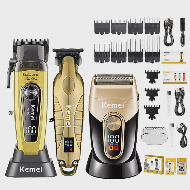 Professionele Oplaadbare Tondeuse en Baardtrimmer - Goudkleurig - Kemei KM-90-4