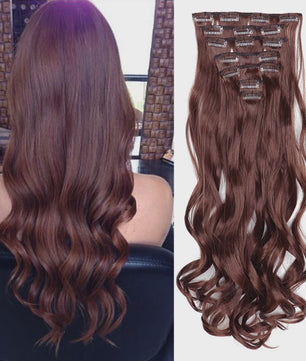 Clip-in Haarverlenging 7 Delig - 55cm Lang Krullend Synthetisch Haar