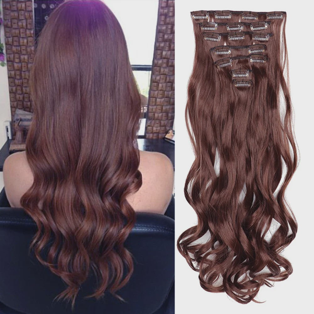 Clip-in Haarverlenging 7 Delig - 55cm Lang Krullend Synthetisch Haar