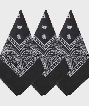 Unisex Paisley Bandana Sjaal - 55x55cm - Zwart, Rood, Wit