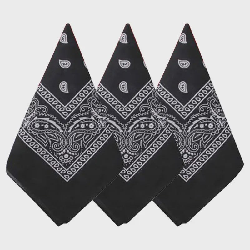 Unisex Paisley Bandana Sjaal - 55x55cm - Zwart, Rood, Wit